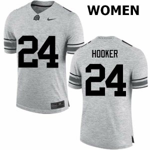 NCAA Ohio State Buckeyes Women's #24 Malik Hooker Gray Nike Football College Jersey QZD8545YM